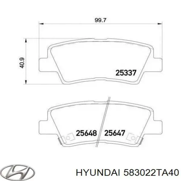 583022TA40 Hyundai/Kia колодки гальмові задні, дискові