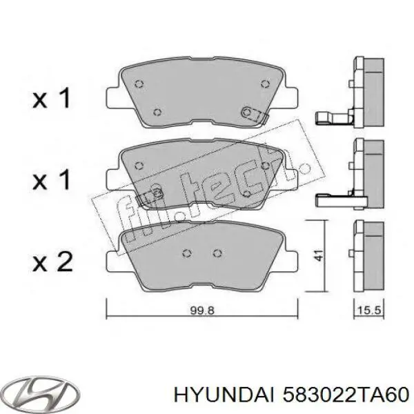 583022TA60 Hyundai/Kia Колодки гальмівні задні, дискові