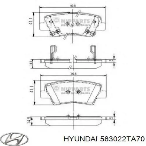 Задні гальмівні колодки 583022TA70 Hyundai/Kia