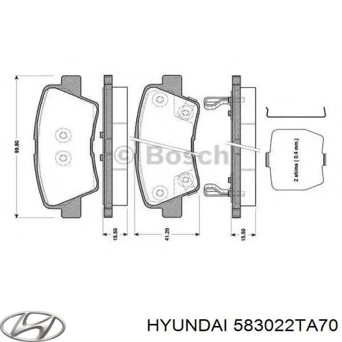 583022TA70 Hyundai/Kia Колодки гальмівні задні, дискові