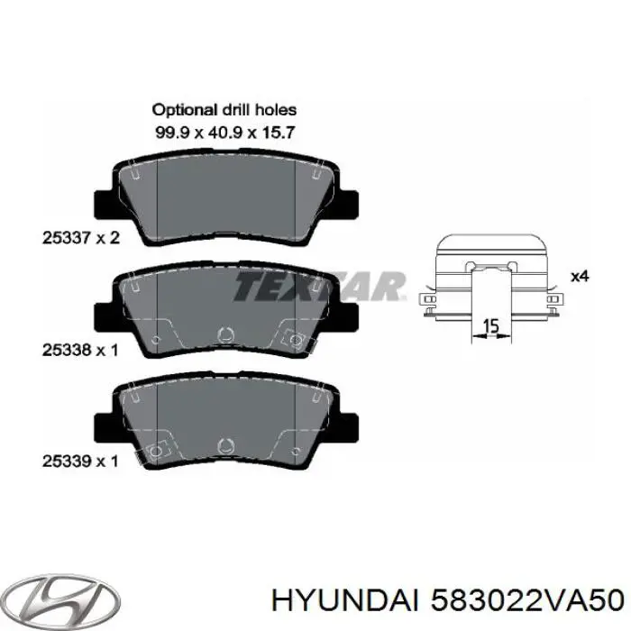 583022VA50 Hyundai/Kia Колодки гальмівні задні, дискові