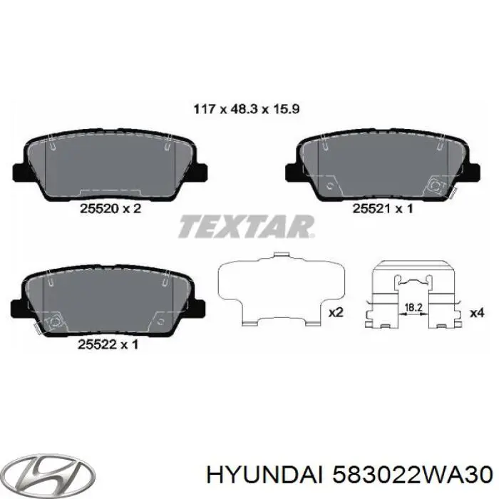 583022WA30 Hyundai/Kia колодки гальмові задні, дискові