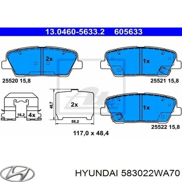 Купити 583022WA70 Hyundai/Kia Задні колодки
