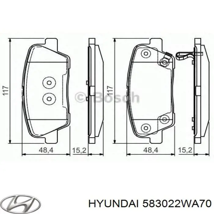 Задні дискові колодки Hyundai/Kia 583022WA70