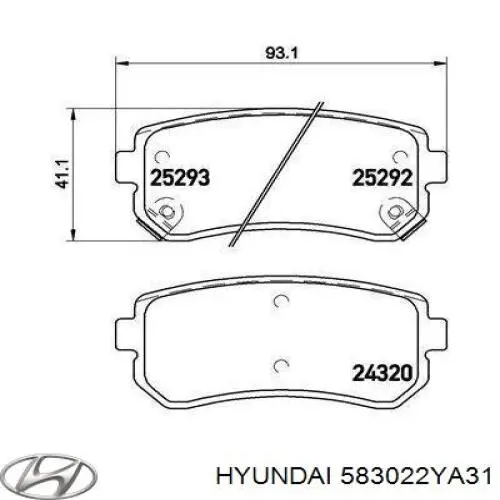 Задні гальмівні колодки 583022YA31 Hyundai/Kia
