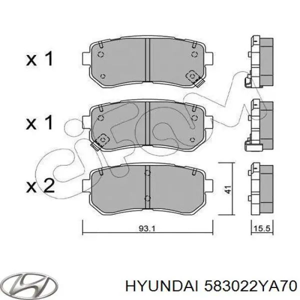583022YA70 Hyundai/Kia колодки гальмові задні, дискові