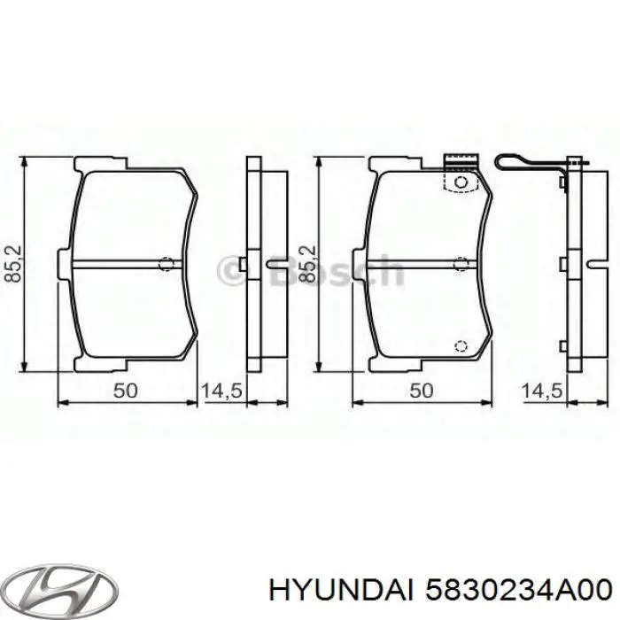 Задні гальмівні колодки 5830234A00 Hyundai/Kia