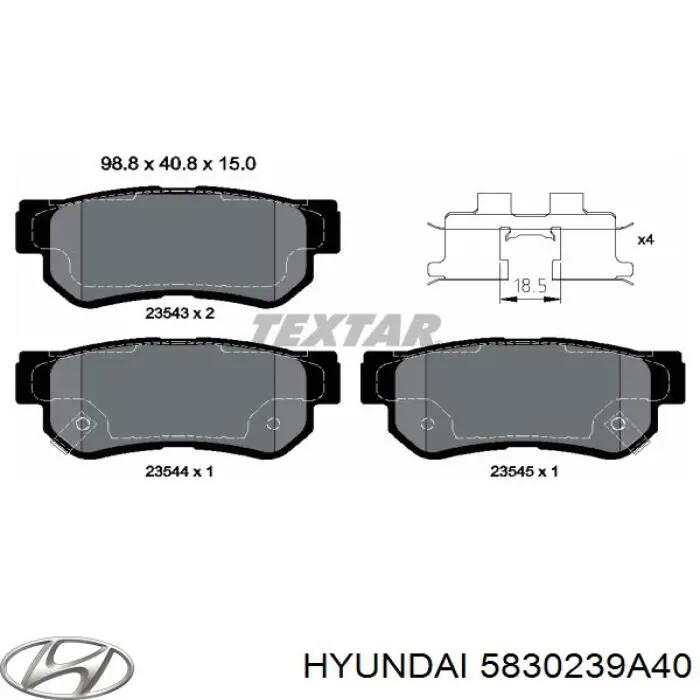5830239A40 Hyundai/Kia колодки гальмові задні, дискові
