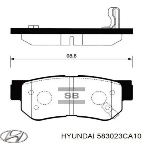 Задні гальмівні колодки 583023CA10 Hyundai/Kia