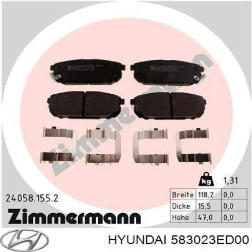 Задні гальмівні колодки Hyundai/Kia 583023ED00 ціна, від 18.26 USD