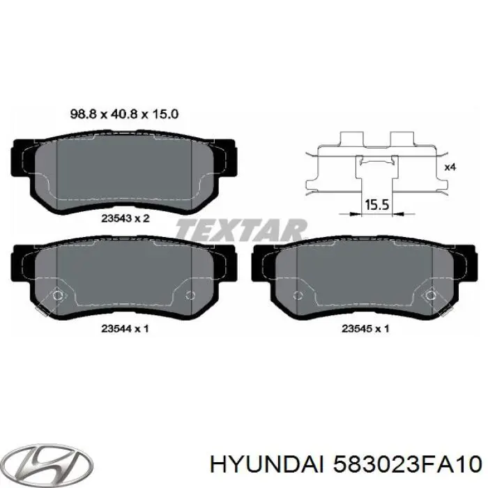 Задні дискові колодки Hyundai/Kia 583023FA10