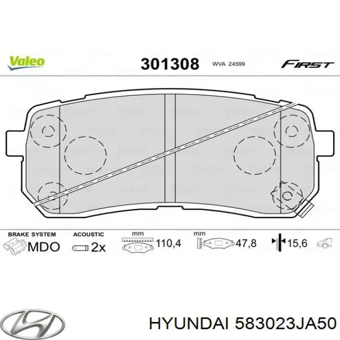 Задні дискові колодки Hyundai/Kia 583023JA50