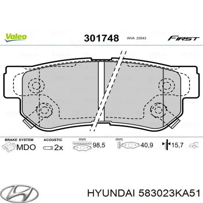 Задні дискові колодки Hyundai/Kia 583023KA51