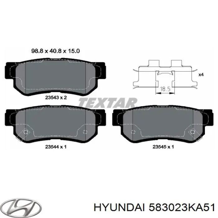 583023KA51 Hyundai/Kia Колодки гальмівні задні, дискові