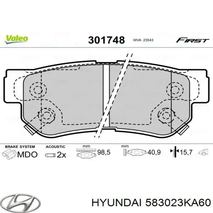 Купити 583023KA60 Hyundai/Kia Задні колодки
