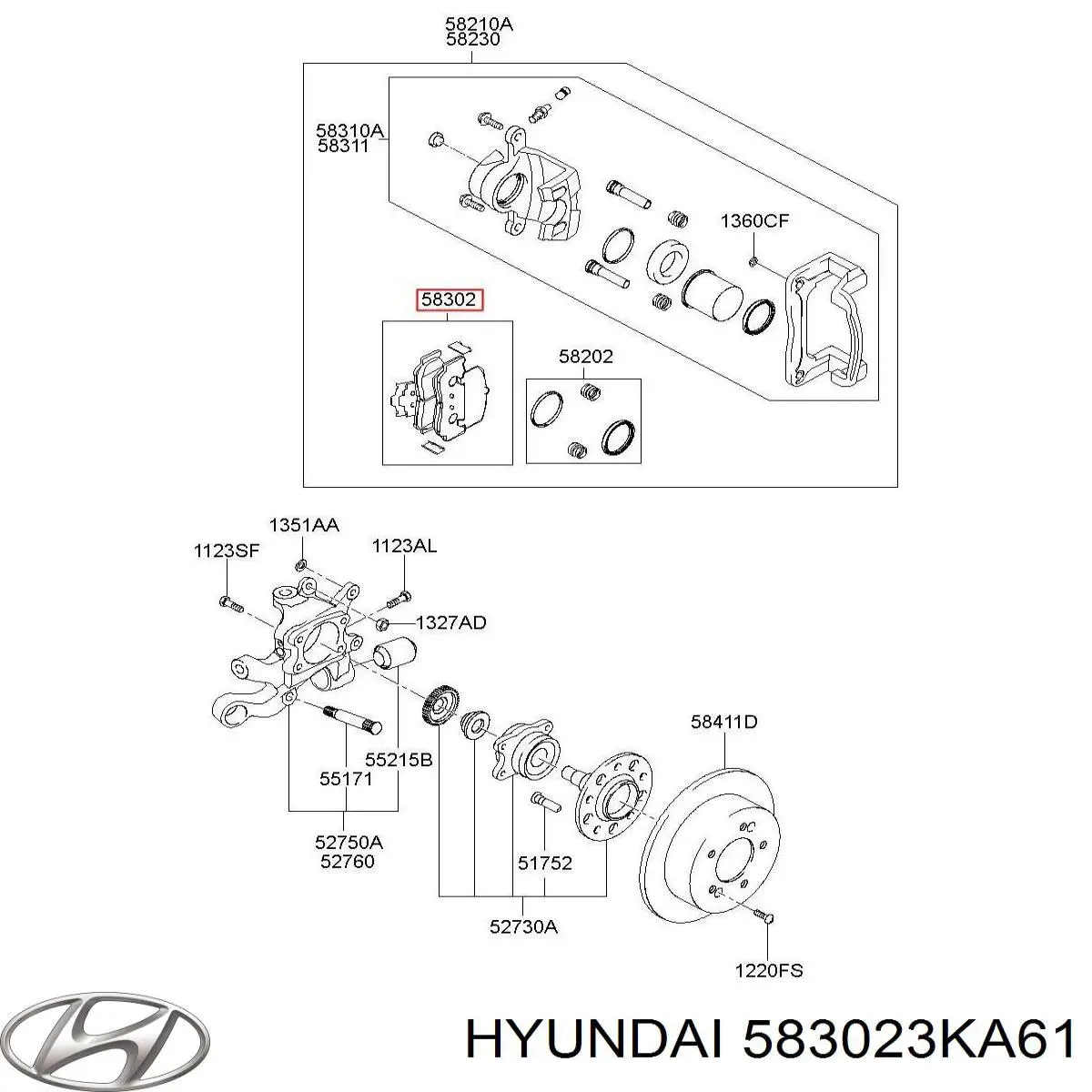 583023KA61 Hyundai/Kia колодки гальмові задні, дискові