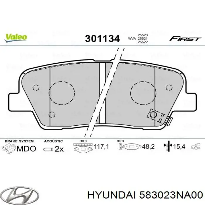 Купити 583023NA00 Hyundai/Kia Задні колодки