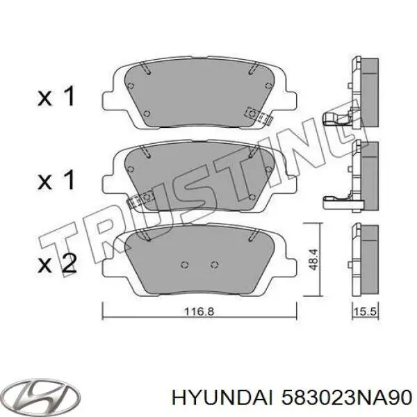 583023NA90 Hyundai/Kia колодки гальмові задні, дискові