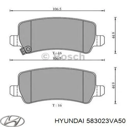 583023VA50 Hyundai/Kia колодки гальмові задні, дискові