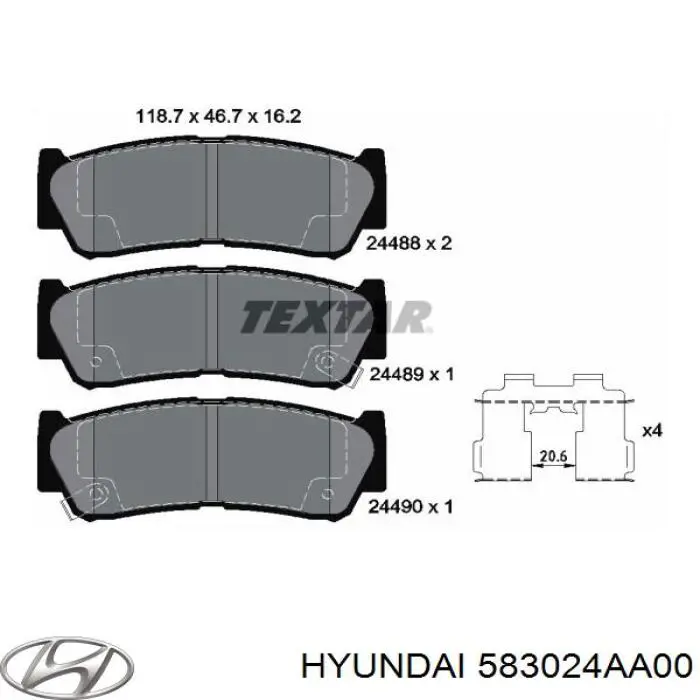 Купити 583024AA00 Hyundai/Kia Задні колодки