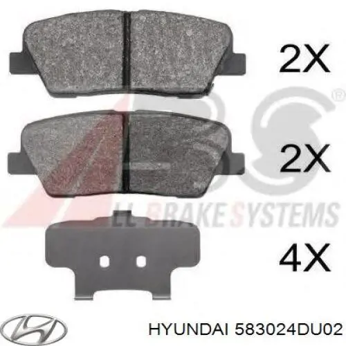 Колодки гальмові задні, дискові 583024DU02 Hyundai/Kia