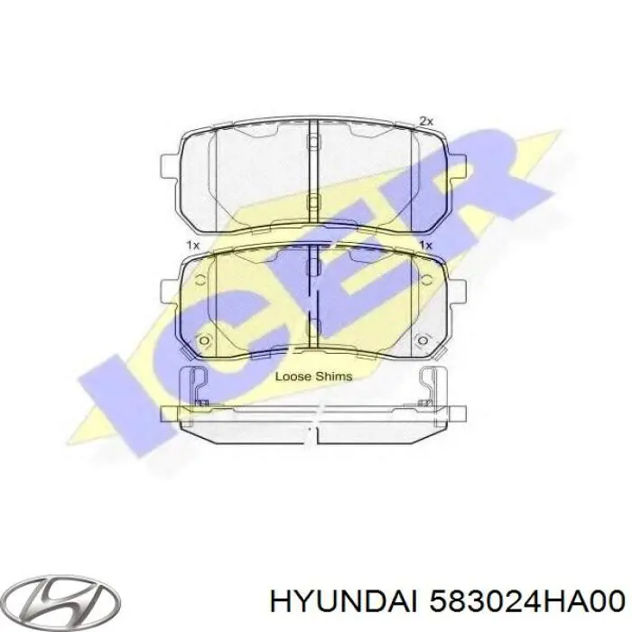Задні гальмівні колодки 583024HA00 Hyundai/Kia