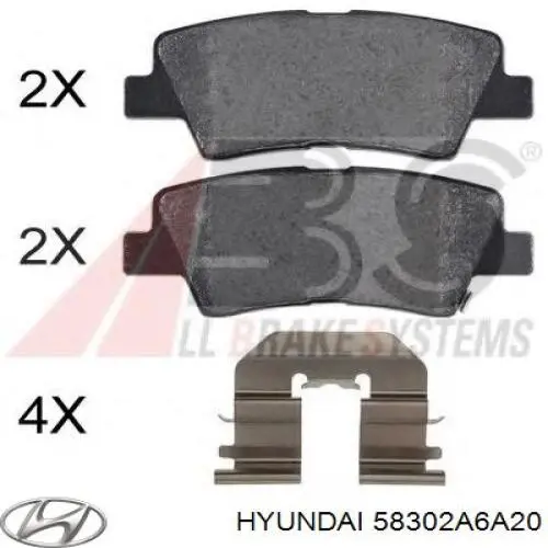 58302A6A20 Hyundai/Kia Задние колодки (AKEBONO, Электрический ручной тормоз)