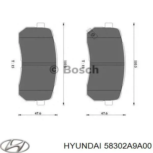 Колодки гальмові задні, дискові 58302A9A00 Hyundai/Kia