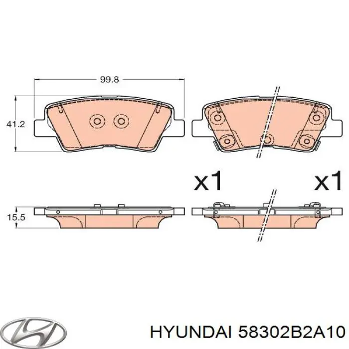 58302B2A10 Hyundai/Kia Колодки гальмівні задні, дискові