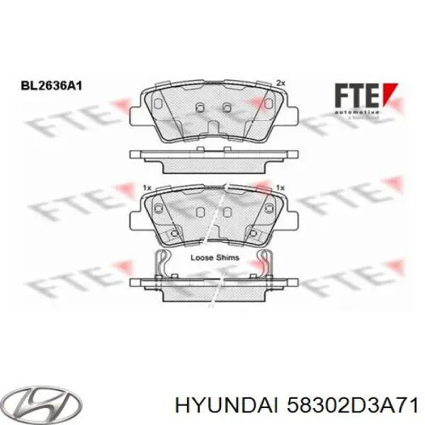 58302D3A71 Hyundai/Kia Колодки гальмівні задні, дискові