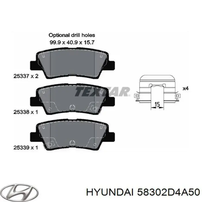 58302D4A50 Hyundai/Kia колодки гальмові задні, дискові