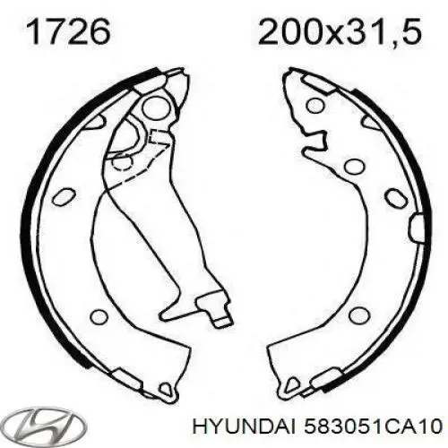 Купити 583051CA10 Hyundai/Kia Колодки гальмові задні, барабанні