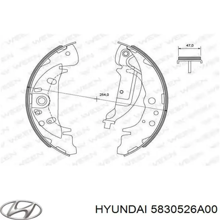 Колодки гальмові задні, барабанні 5830526A00 Hyundai/Kia
