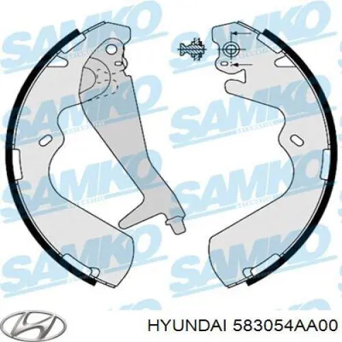 Гальма робочі задні ножні і гальмівні барабани Hyundai/Kia 583054AA00