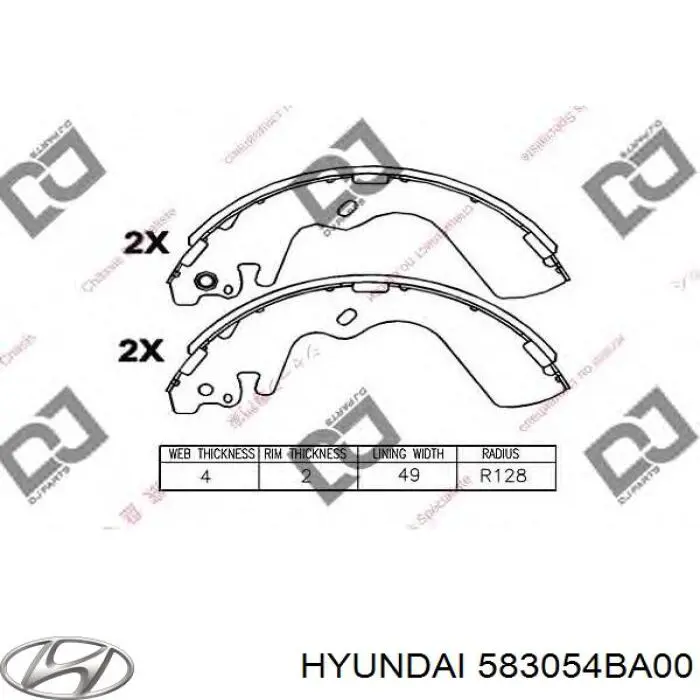 583054BA00 Hyundai/Kia Колодки гальмівні задні, барабанні