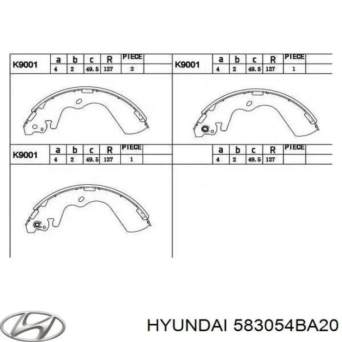Купити 583054BA20 Hyundai/Kia Колодки гальмові задні, барабанні