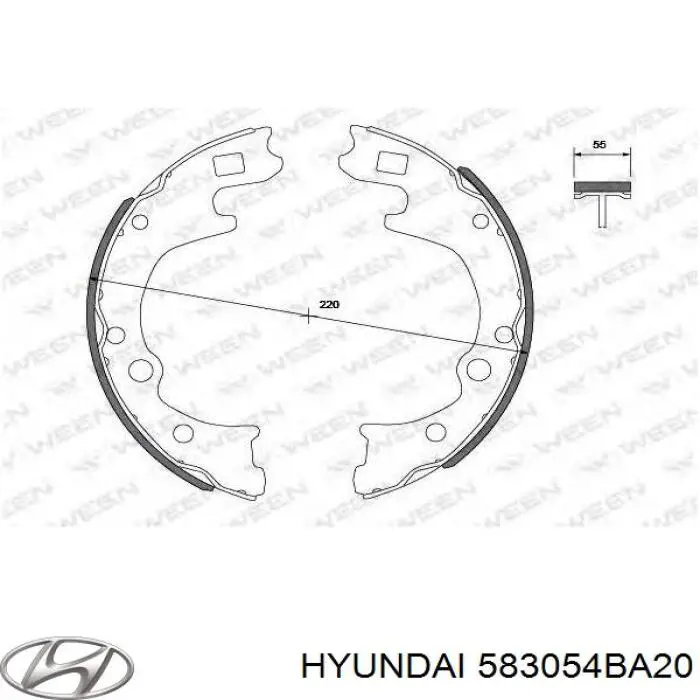 Колодки гальмові задні, барабанні Hyundai/Kia 583054BA20 ціна, від 26.34 USD