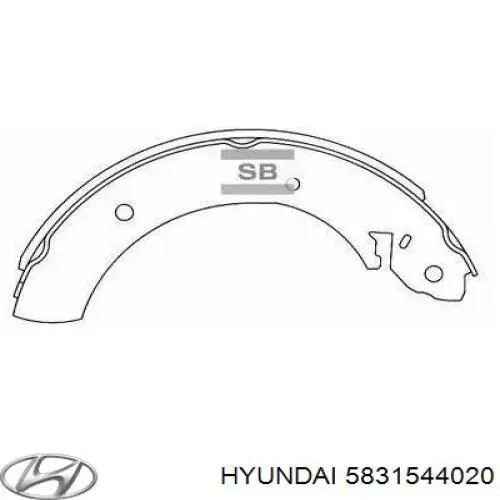 5831544020 Hyundai/Kia колодки гальмові задні, барабанні