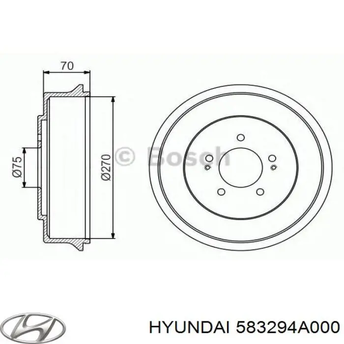 Купити 583294A000 Hyundai/Kia Барабан гальмівний задній