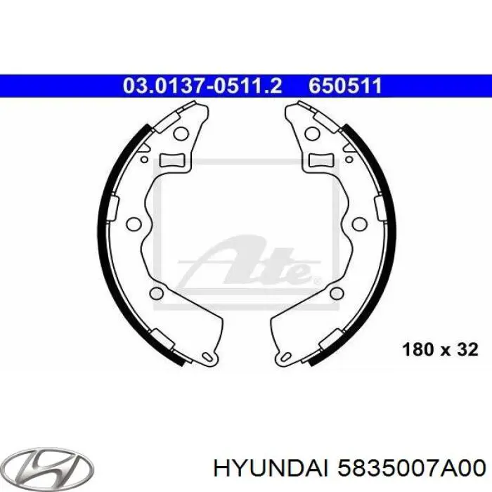 5835007A00 Hyundai/Kia Колодки гальмівні задні, барабанні