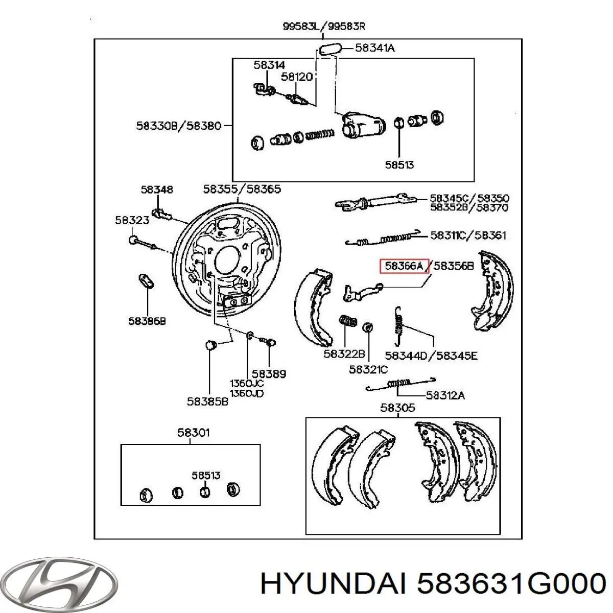 Купити 583631G000 Hyundai/Kia Ремкомплект ручника