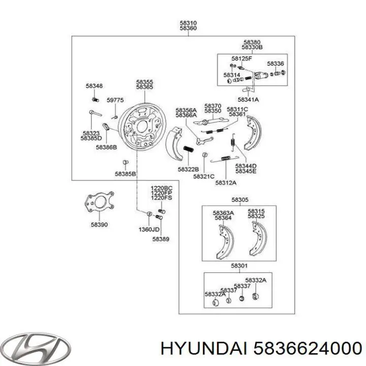 Скоба супорту заднього Hyundai/Kia 5836624000 ціна, від 1.57 USD