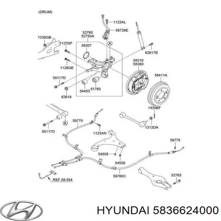 Скоба супорту заднього Hyundai I20 (PB) (Хендай Ай 20)