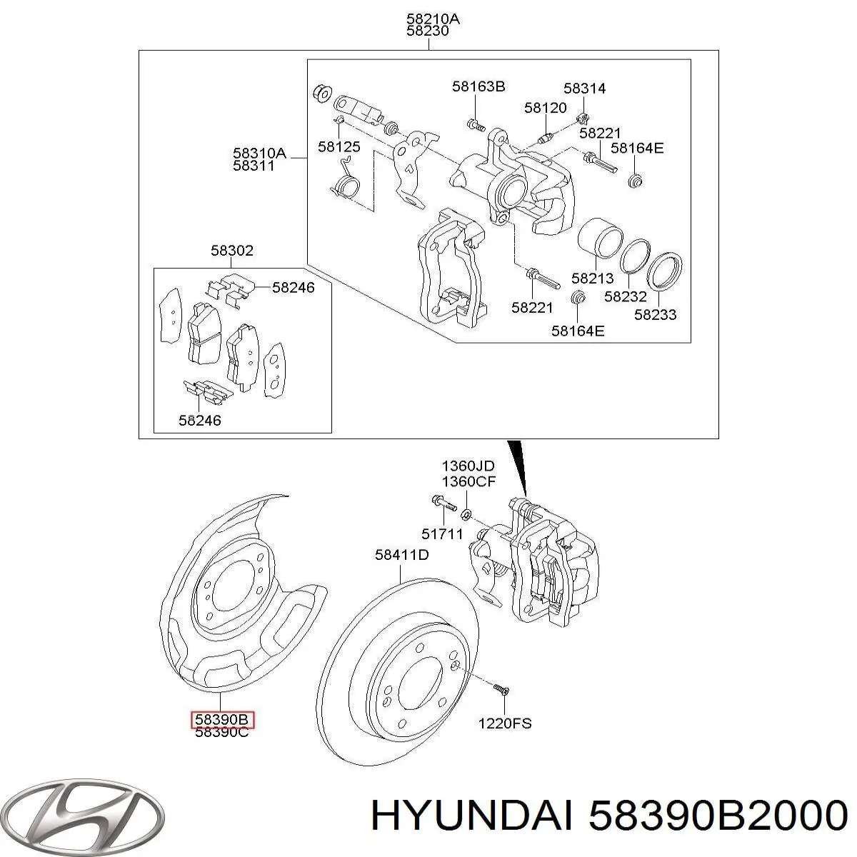 Захист гальмівного диска заднього, лівого Hyundai/Kia 58390B2000 ціна, від 9.99 USD