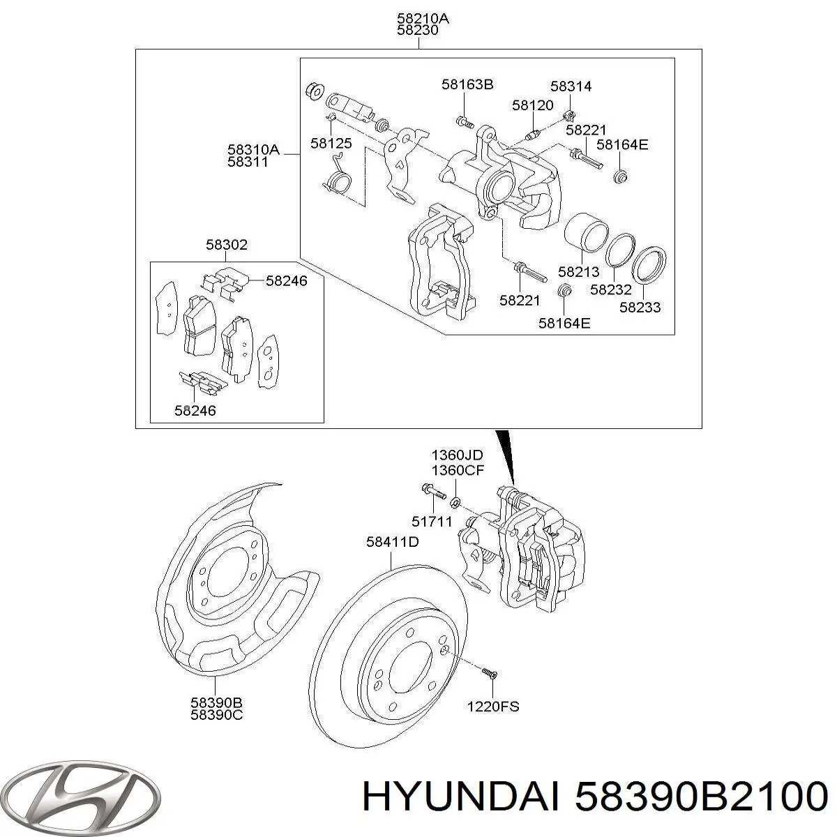 Захист гальмівного диска заднього, правого Hyundai/Kia 58390B2100 ціна, від 9.98 USD