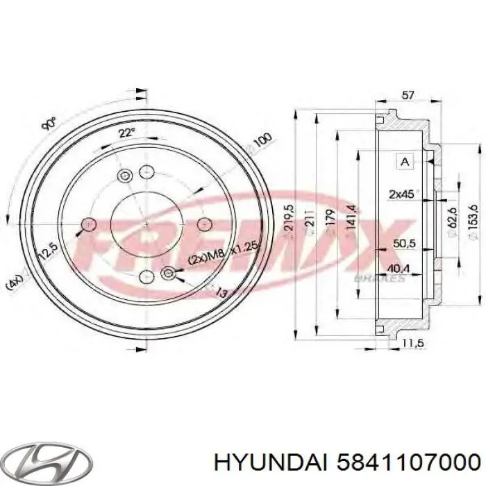 Барабан гальмівний задній Hyundai/Kia 5841107000 ціна, від 24.88 USD