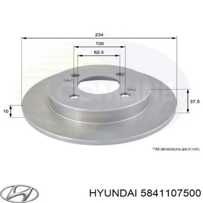 Задні дискові гальма Hyundai/Kia 5841107500 ціна, від 25.53 USD