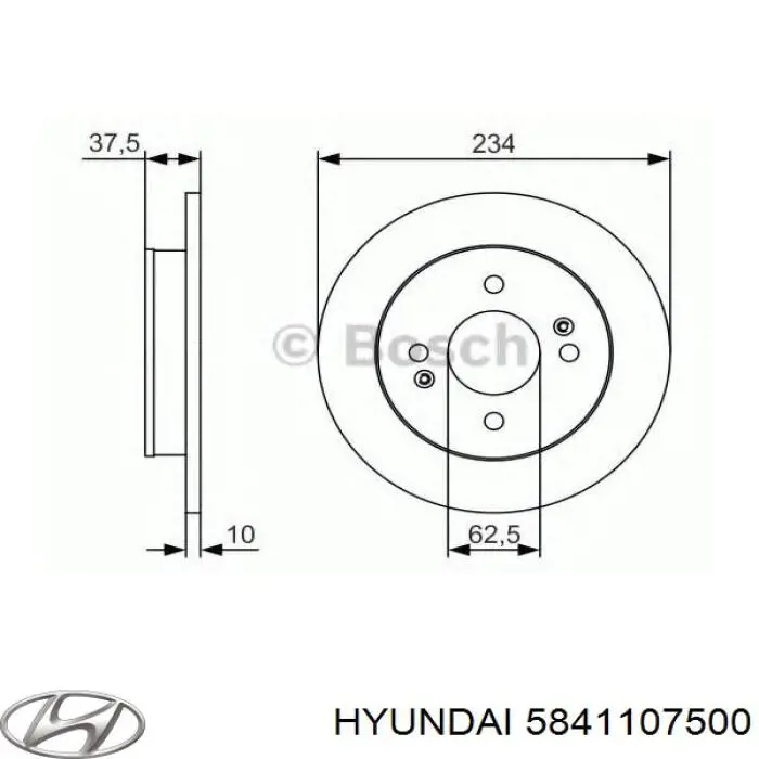 Купити 5841107500 Hyundai/Kia Диск заднього гальма