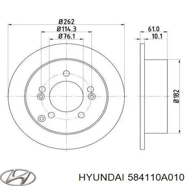 Диск гальмівний задній 584110A010 Hyundai/Kia