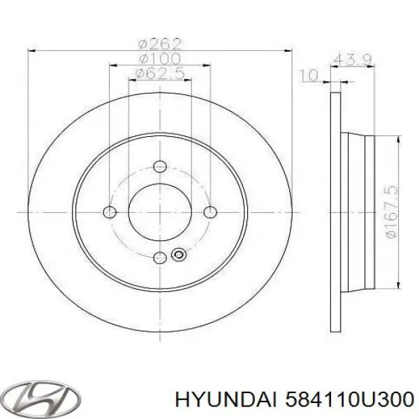 584110U300 Hyundai/Kia диск гальмівний задній